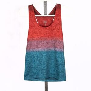 Athleta Women's Racerback Relay Tank Top MEDIUM Ombre Colorful w/ Back Cut-Out